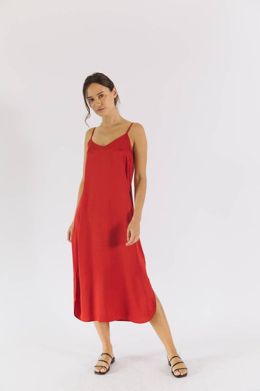 Easy Slip Dress - Crimson Red