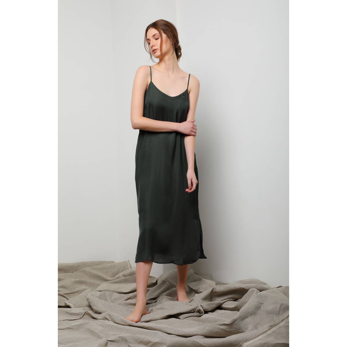 Easy Slip Dress - Olive Green